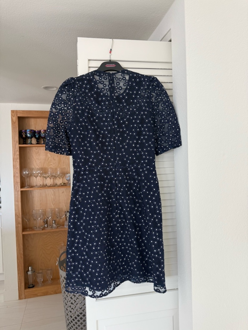 Sandro Lucianita Navy Lace Cocktail Dress with Peter Pan Collar - Picture 3 of 4